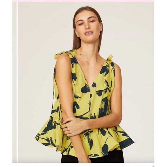 Jason Wu Collection Floral Tiered Blouse 100% Cotton Sz 4 - Picture 3 of 12